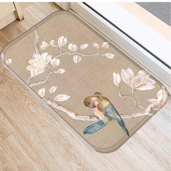 Plant Tree Leaf Pattern Flannel Non-slip Bath Mat