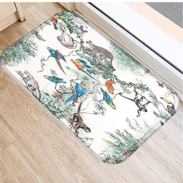 Plant Tree Leaf Pattern Flannel Non-slip Bath Mat