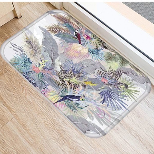 Plant Tree Leaf Pattern Flannel Non-slip Bath Mat