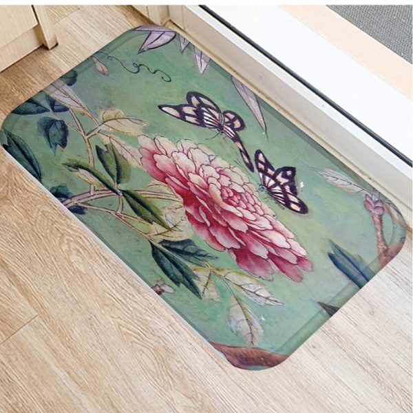 Plant Tree Leaf Pattern Flannel Non-slip Bath Mat