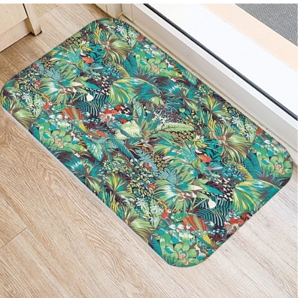 Plant Tree Leaf Pattern Flannel Non-slip Bath Mat