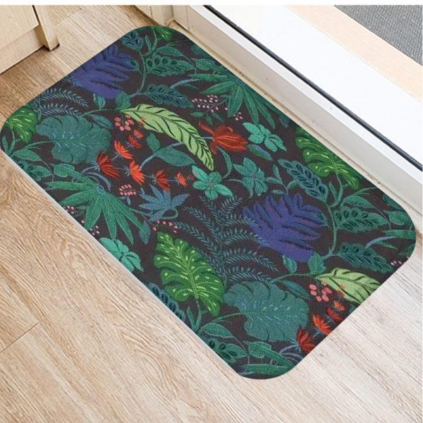 Plant Tree Leaf Pattern Flannel Non-slip Bath Mat