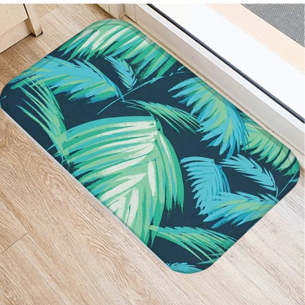 Plant Tree Leaf Pattern Flannel Non-slip Bath Mat