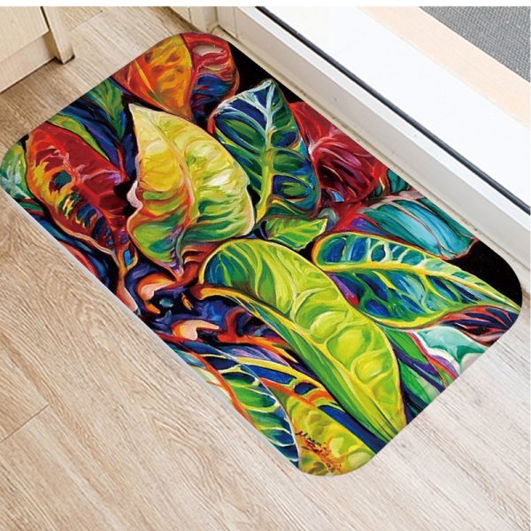 Plant Tree Leaf Pattern Flannel Non-slip Bath Mat