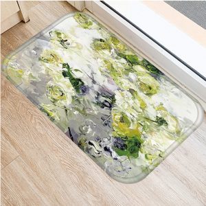 Watercolor Vintage Flower Pattern Flannel Non-Slip Bath Mat