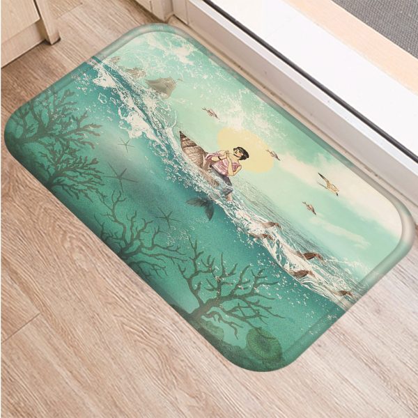 All kinds of marine life sea turtle starfish flannel non-slip bath mat