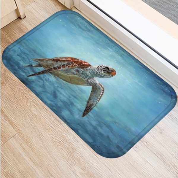 All kinds of marine life sea turtle starfish flannel non-slip bath mat