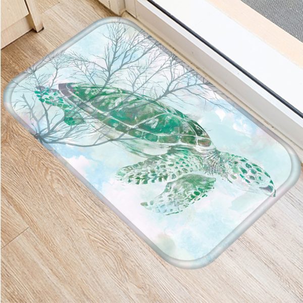 All kinds of marine life sea turtle starfish flannel non-slip bath mat