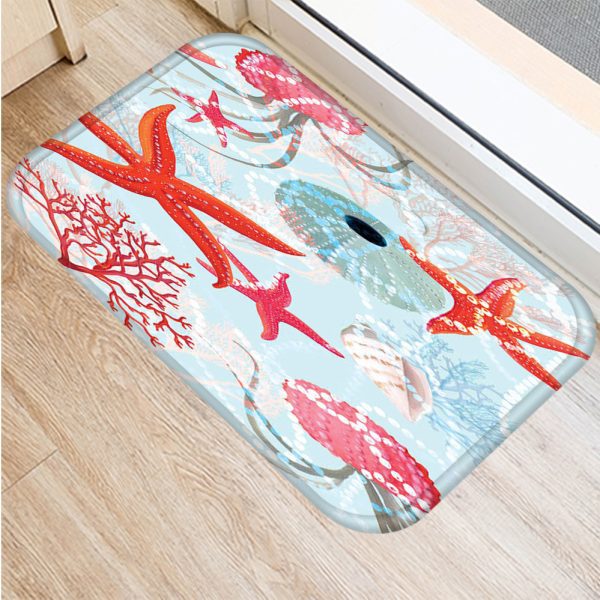 All kinds of marine life sea turtle starfish flannel non-slip bath mat