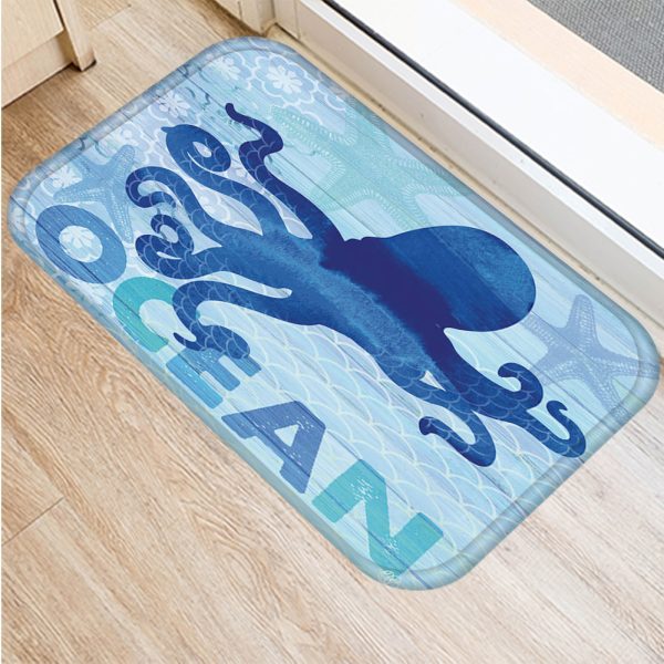 All kinds of marine life sea turtle starfish flannel non-slip bath mat