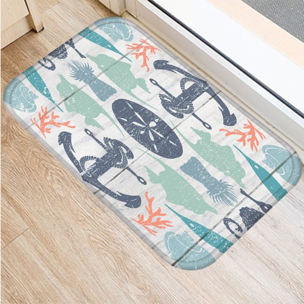 All kinds of marine life sea turtle starfish flannel non-slip bath mat