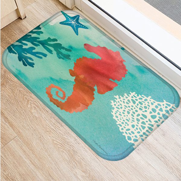 All kinds of marine life sea turtle starfish flannel non-slip bath mat