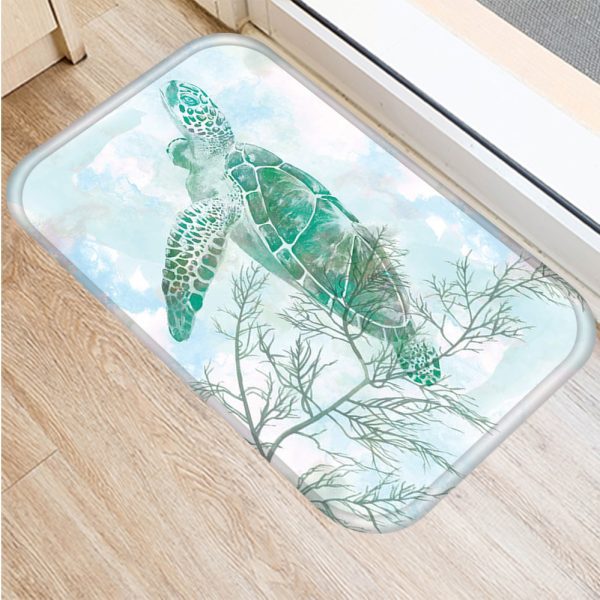 All kinds of marine life sea turtle starfish flannel non-slip bath mat