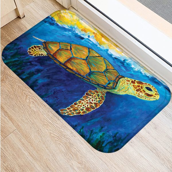 All kinds of marine life sea turtle starfish flannel non-slip bath mat