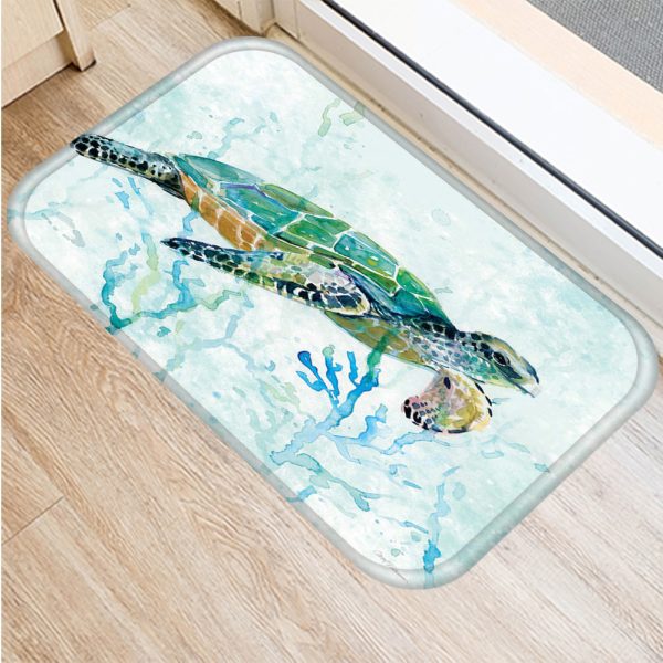 All kinds of marine life sea turtle starfish flannel non-slip bath mat