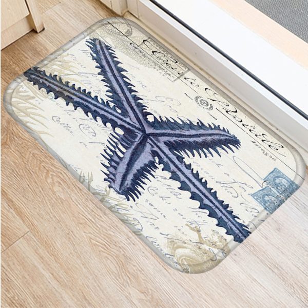 All kinds of marine life sea turtle starfish flannel non-slip bath mat