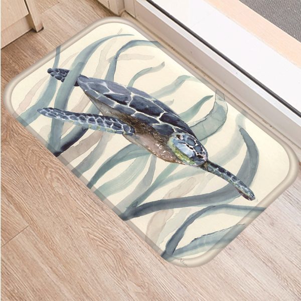 All kinds of marine life sea turtle starfish flannel non-slip bath mat