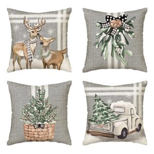 Christmas Reindeer Throw Pillow Covers Cushion Case