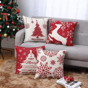 Christmas Throw Pillow Covers Reindeer Cushion Case