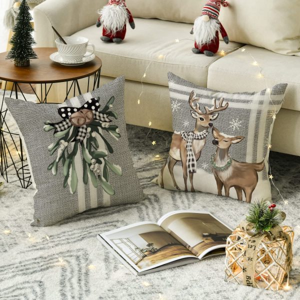 Christmas Reindeer Throw Pillow Covers Cushion Case