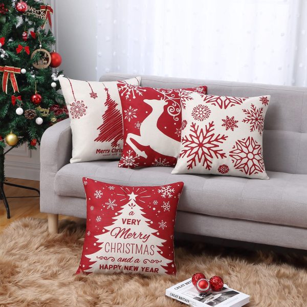 Christmas Throw Pillow Covers Reindeer Cushion Case