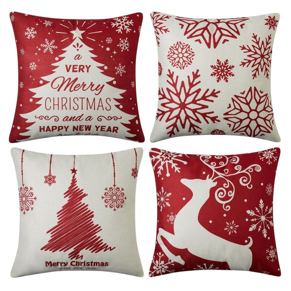 Christmas Throw Pillow Covers Reindeer Cushion Case