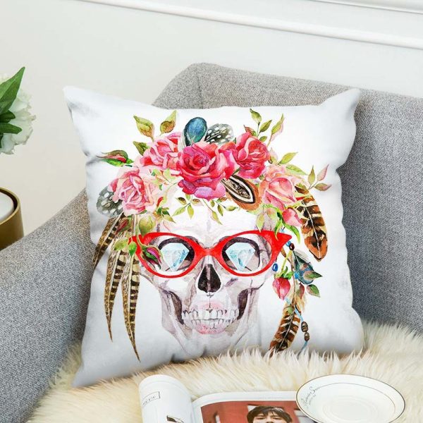 Skull Decorative Throw Pillow Cover