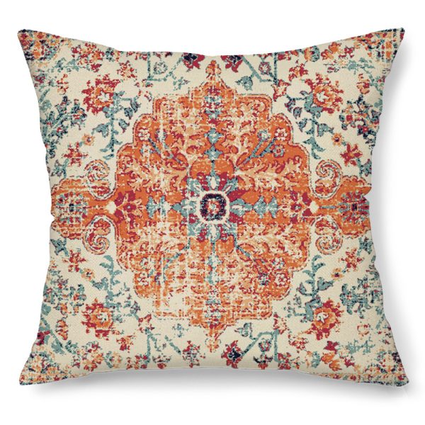 Boho Retro Rust Floral Throw Pillow Covers