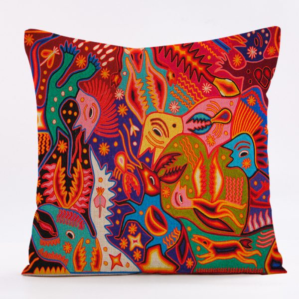 Colorful Boho Doodle Throw Pillow Covers