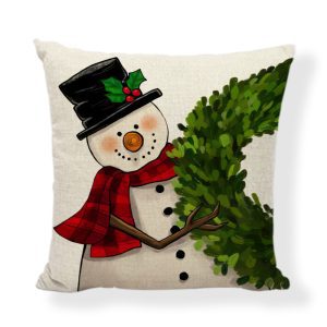 Christmas Snowman Pillow Covers Throw Cushion Case