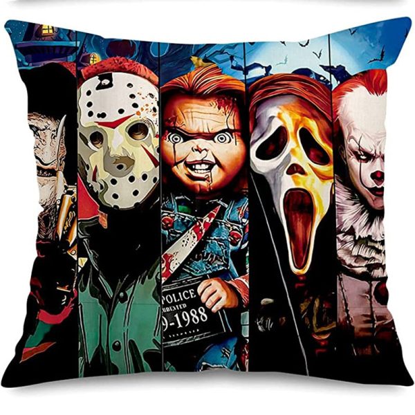 Classic Skull Clown Printed Throw Pillow Case