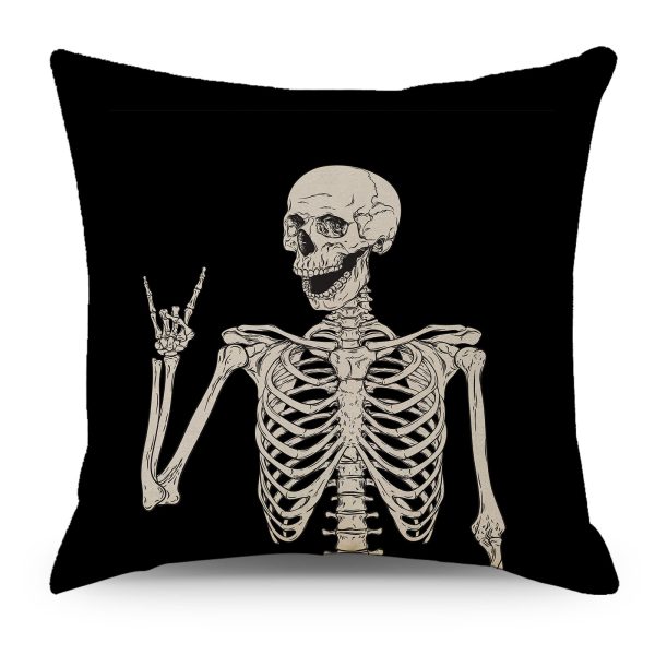 Skeleton Ghost Halloween Throw Pillow Cover