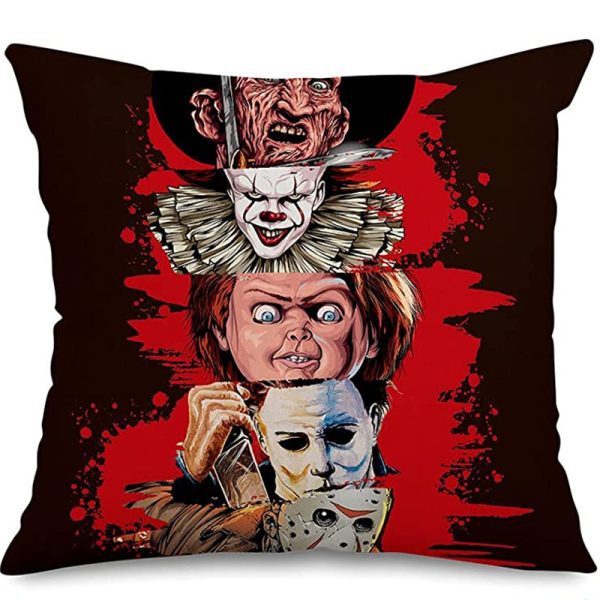 Classic Skull Clown Printed Throw Pillow Case