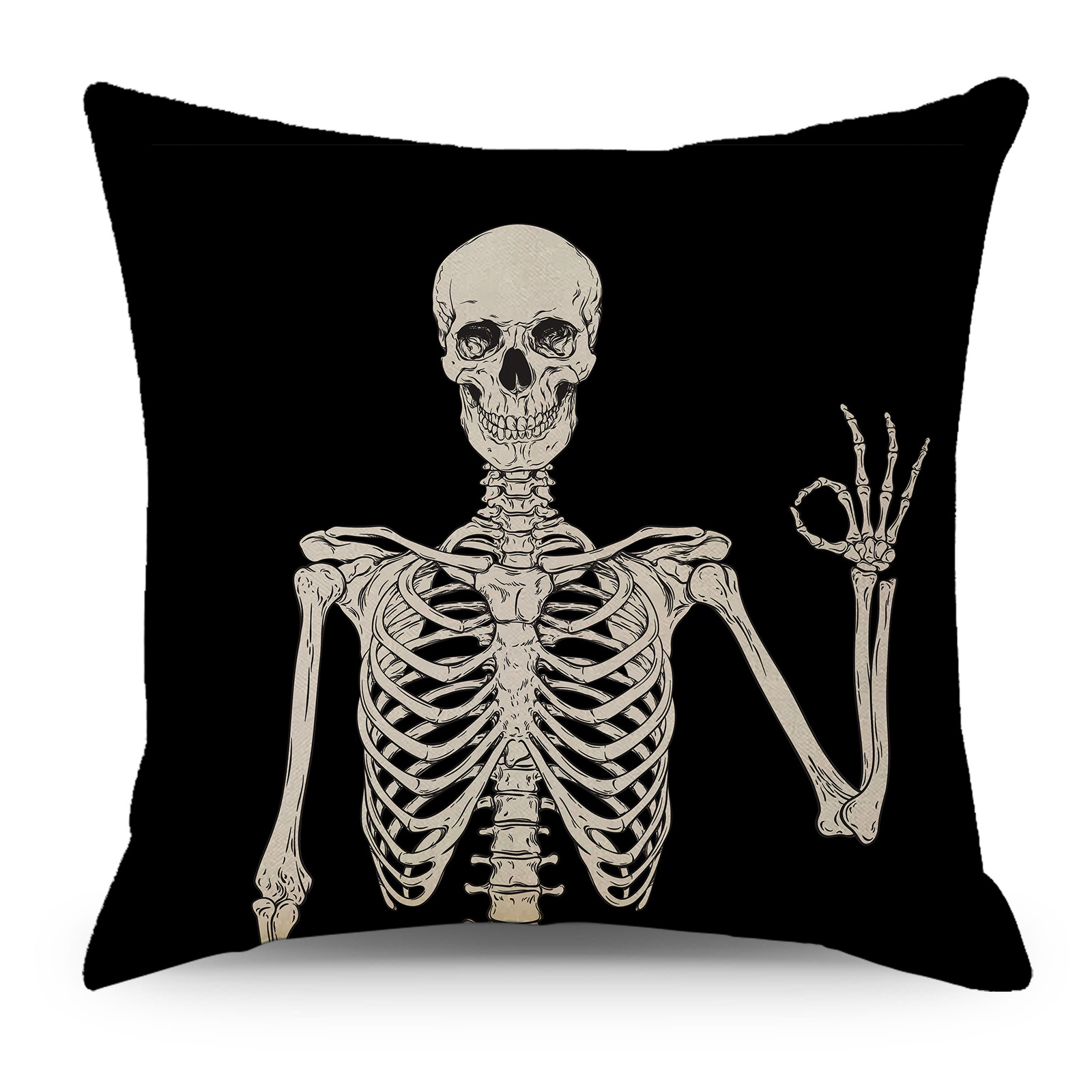 Skeleton Ghost Halloween Throw Pillow Cover