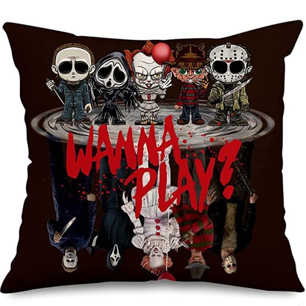 Classic Skull Clown Printed Throw Pillow Case