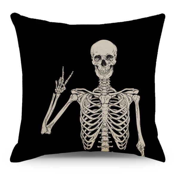 Skeleton Ghost Halloween Throw Pillow Cover