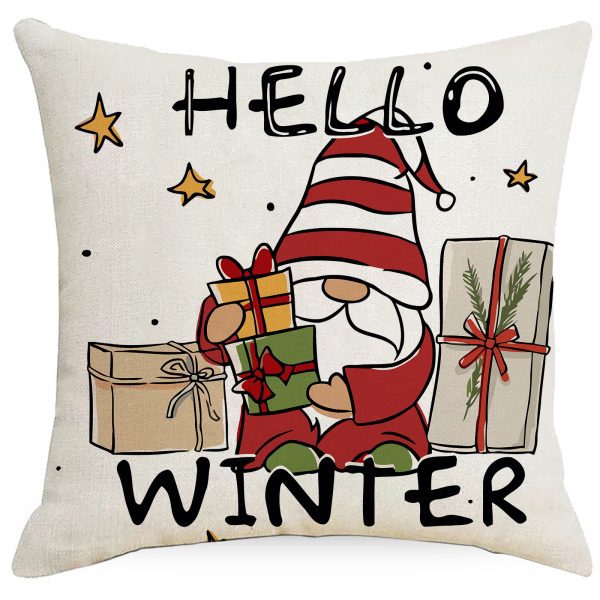 Christmas Throw Pillows Covers Hello Winter Cushion Case