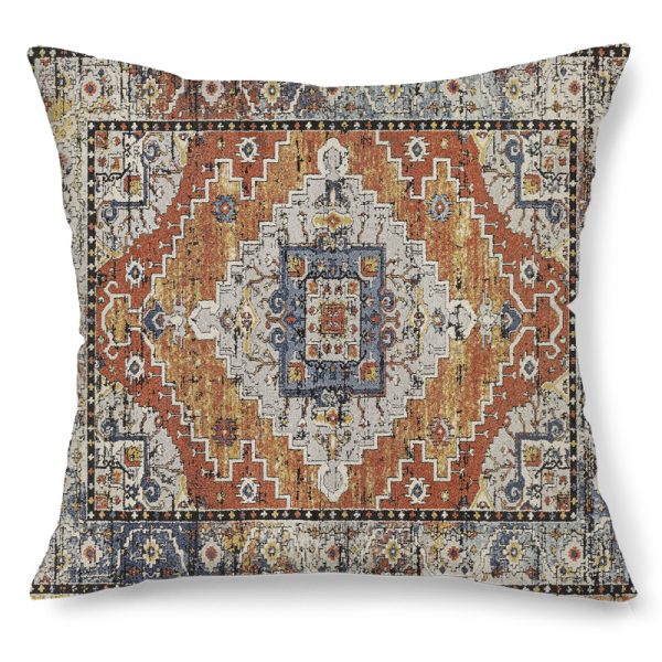 Boho Retro Rust Floral Throw Pillow Covers