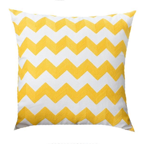 Nordic INS Towel Embroidered Pillowcase - 3D Geometric Yellow Cushion Cover for Bed Headboard