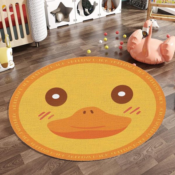 Round cartoon animal non-slip kids rug