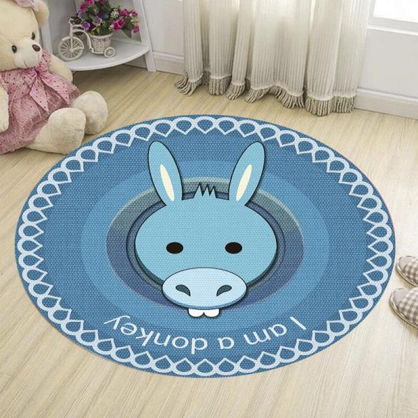 Round cartoon animal non-slip kids rug