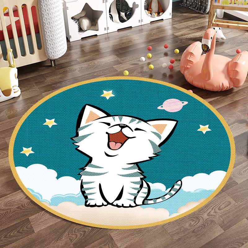 Round cartoon animal non-slip kids rug