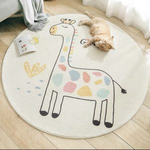 Round Cartoon Sherpa Soft Children Rug