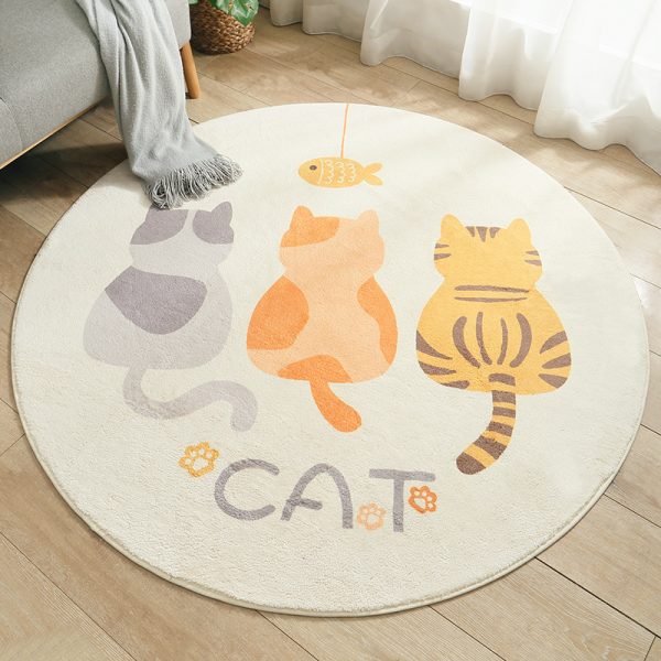 Round Cartoon Sherpa Soft Children Rug