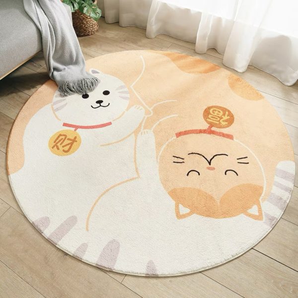 Round Cartoon Sherpa Soft Children Rug