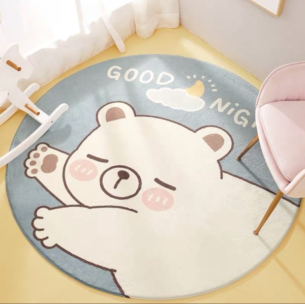 Round Cartoon Sherpa Soft Children Rug