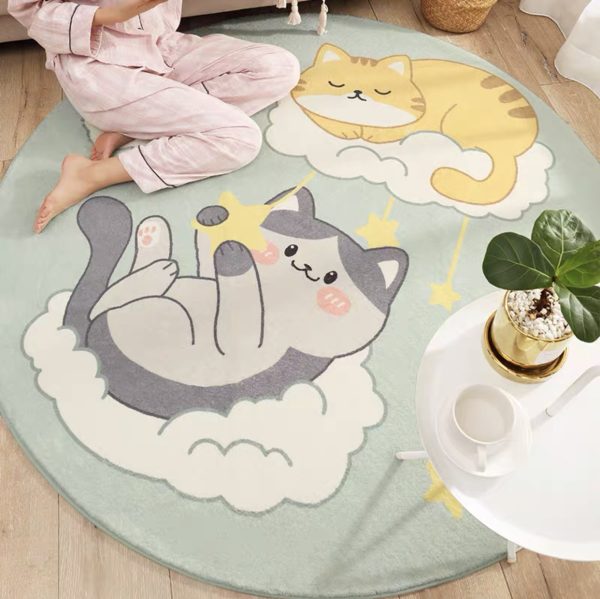 Round Cartoon Sherpa Soft Children Rug