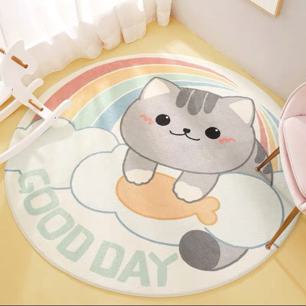 Round Cartoon Sherpa Soft Children Rug