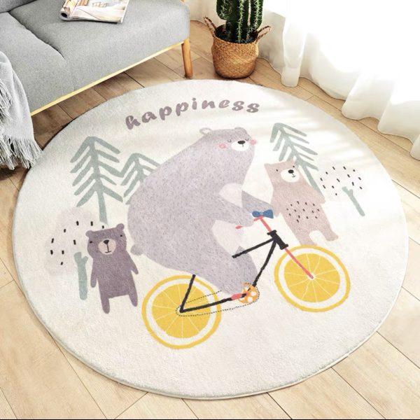 Round Cartoon Sherpa Soft Children Rug