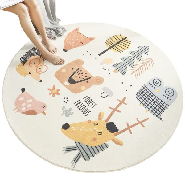 Round Cartoon Sherpa Soft Children Rug